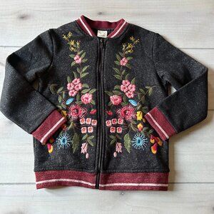 Zara Embroidered Flower Zip Jacket